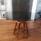 Rattan dining table and smoked glass
