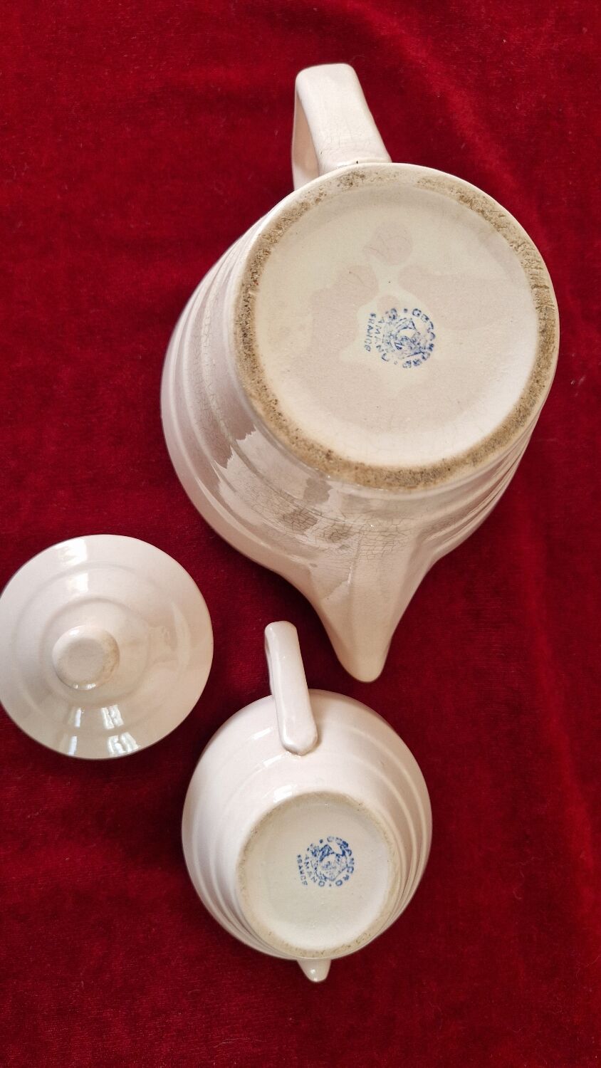 Pink ceramic coffee service by St Amand Ceranord