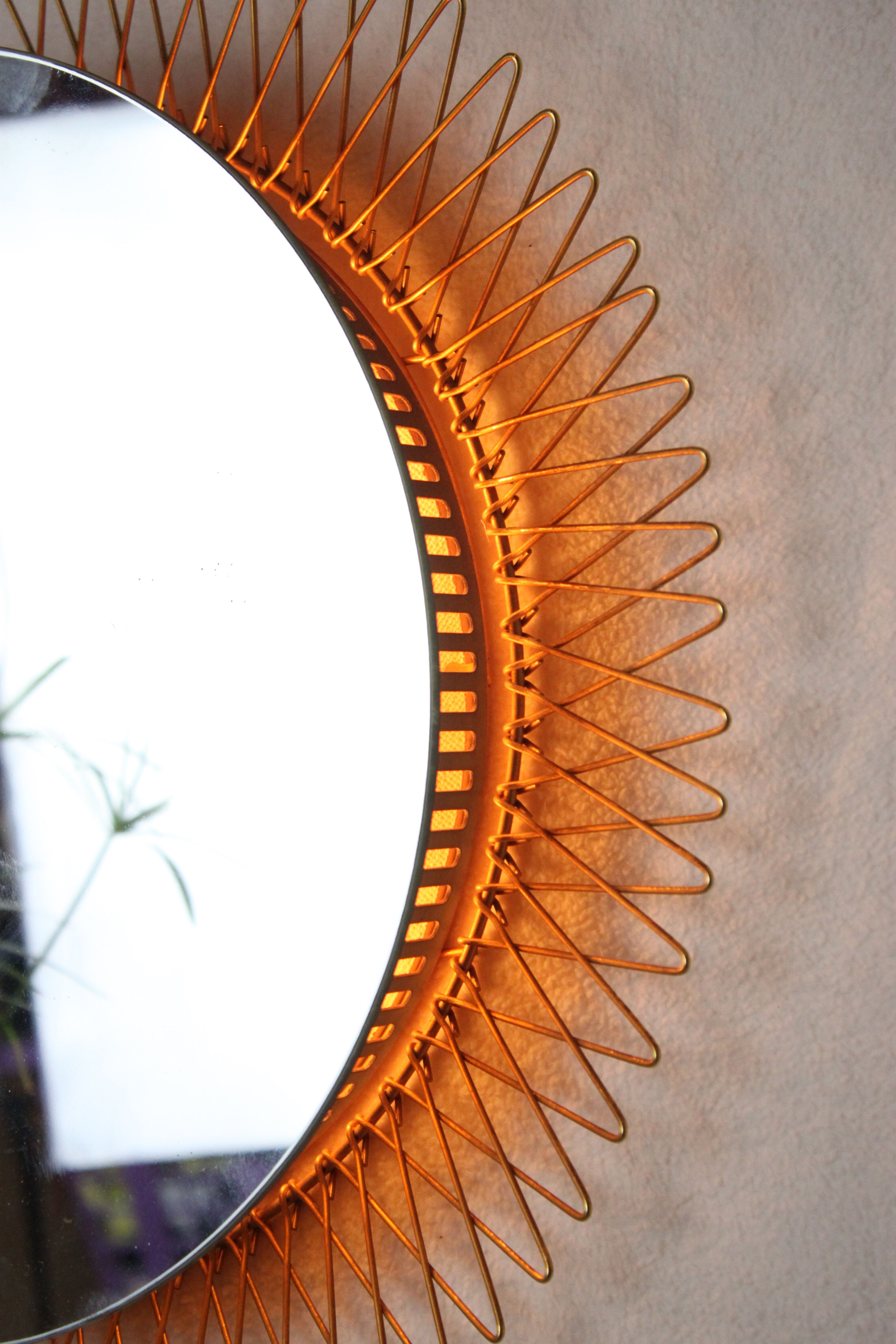 Italian bright / heated sun mirror in brass from the 50s