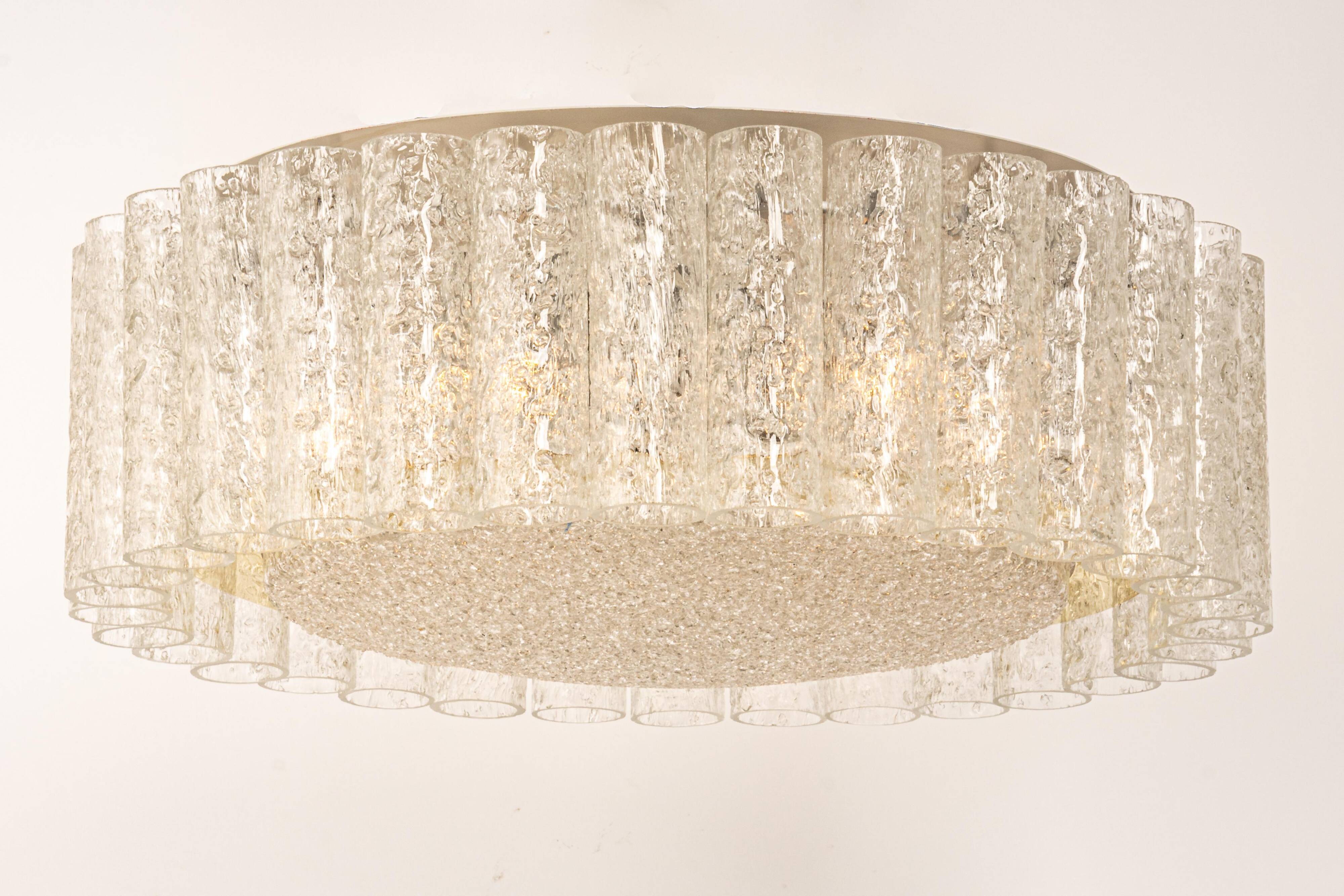 Superb glass tube ceiling light from Murano by Doria, Germany, 1960s.