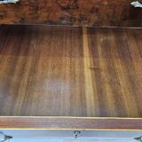 1960s chest of drawers in mahogany and lacquered mahogany with blue glass