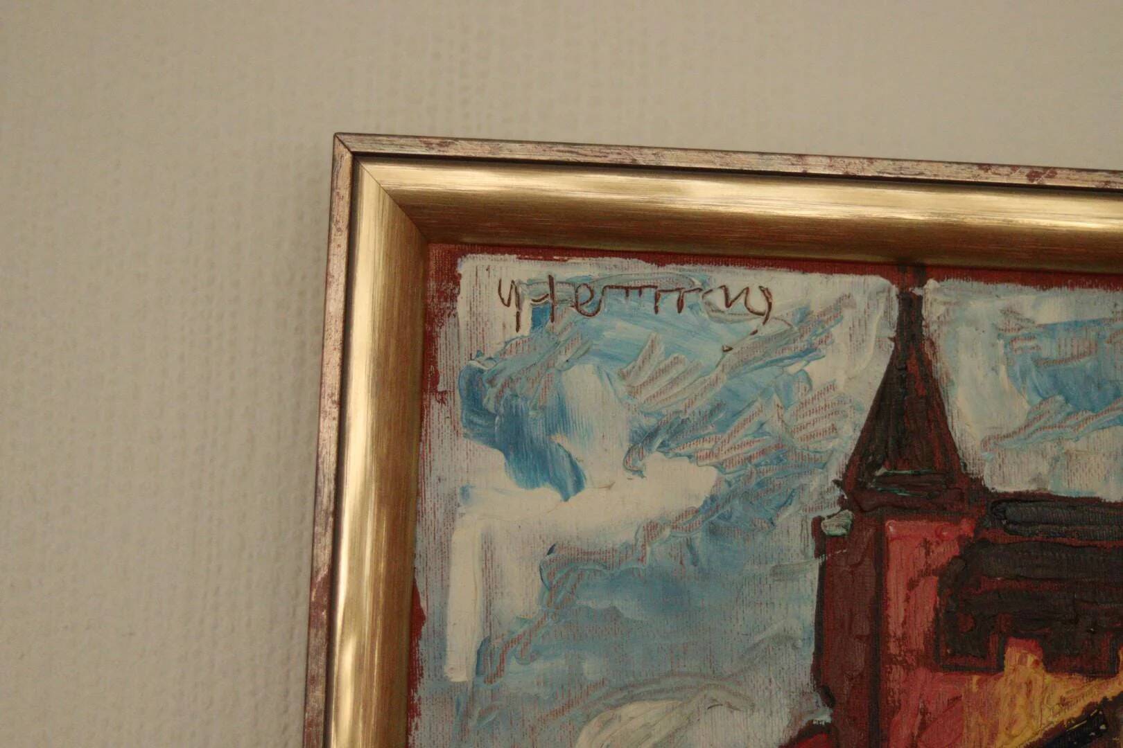 Original Mid Century Swedish Oil on Panel – “City II” by Wilhelm Henning –