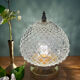 Lampe à poser globe vintage en verre moulé pointes de diamant