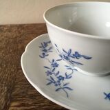 Cup and saucer Haviland Limoges blue and white porcelain