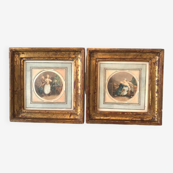 Pair of Square Golden Wood Frames