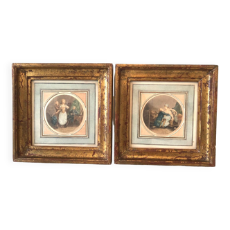 Pair of Square Golden Wood Frames