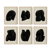 Framed set of 6 abstract giclee prints, A4