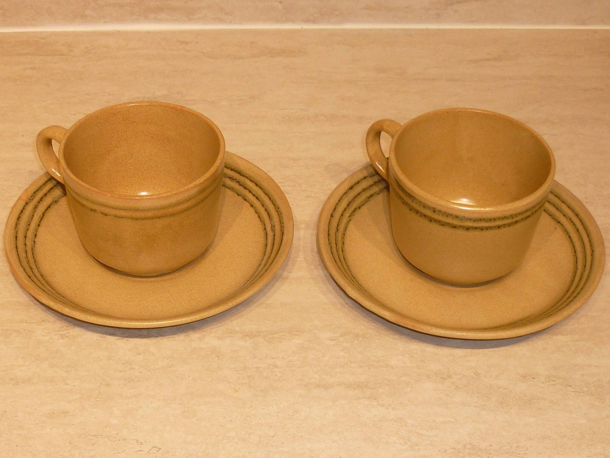 Pair of Sarreguemines cups and saucers