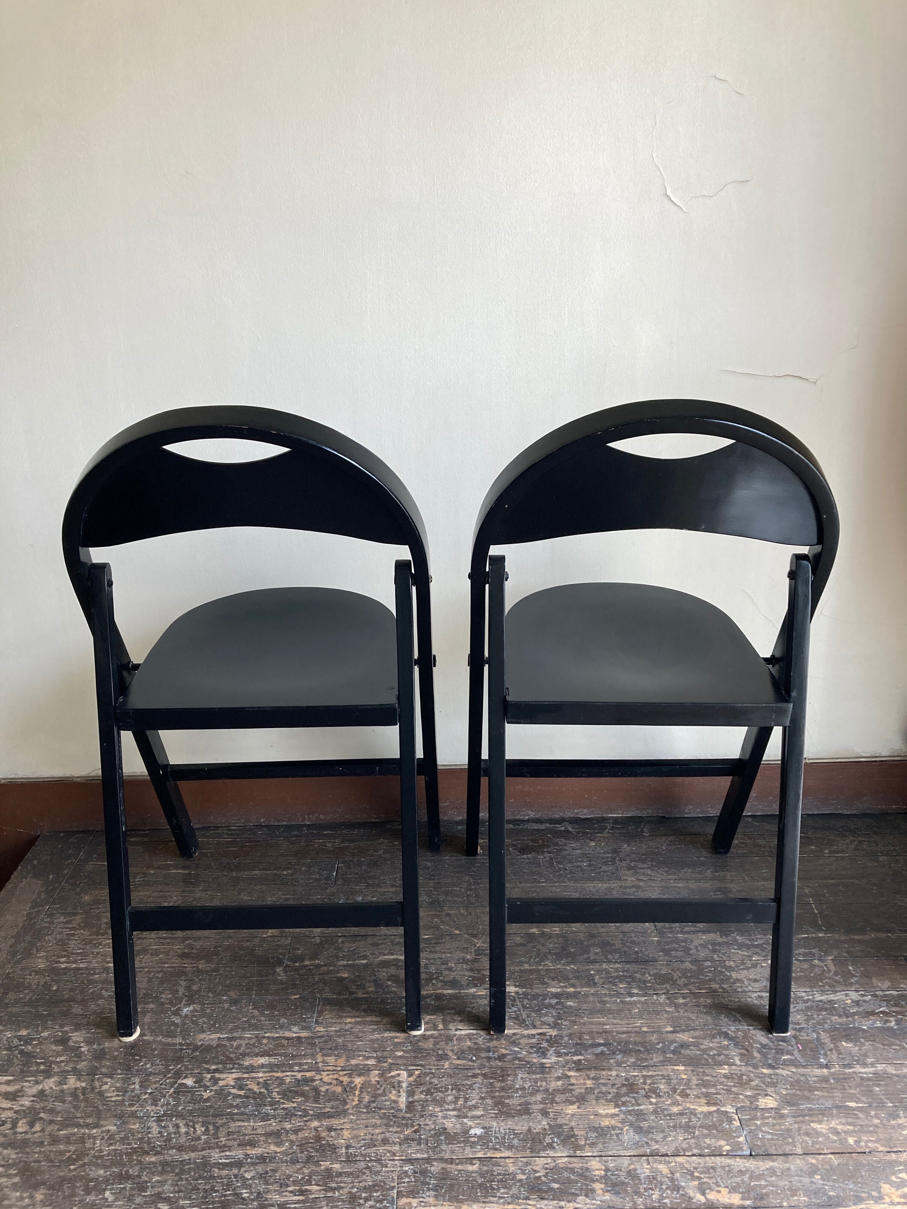 Pair of folding chairs Thonet 751 Bauhaus curved wood