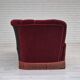 1960s, Danish 3 seater sofa, original condition, cherry-red furniture velour.