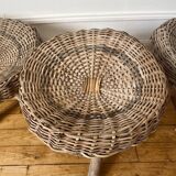 Set of 3 African rattan stools from the 70s