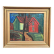 Huile sur panneau suédois d'époque mid-century – « Paysage avec maison » par Manfred Flyckt – Vintage et encadrée – 53 × 61 cm (20,9" × 24,0")
