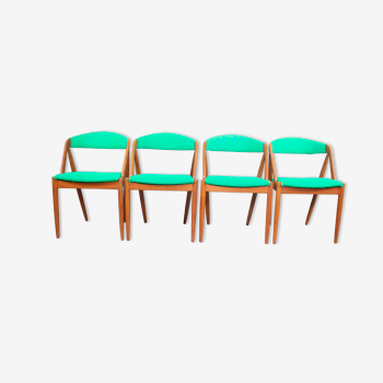 Chaises de salle à manger en teck Kai Kristiansen pour Schou Andersen 1960