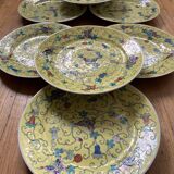 8 assiettes en porcelaine chinoise polychrome - TBE - années 50