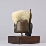 Free stone sculpture on wooden pedestal, V. Bee, 1998