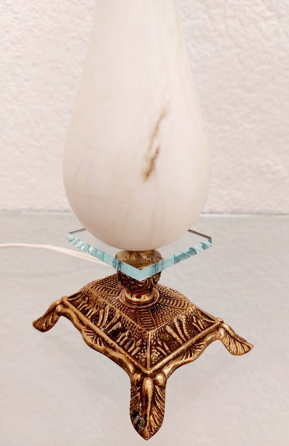 Vintage alabaster and brass lamp