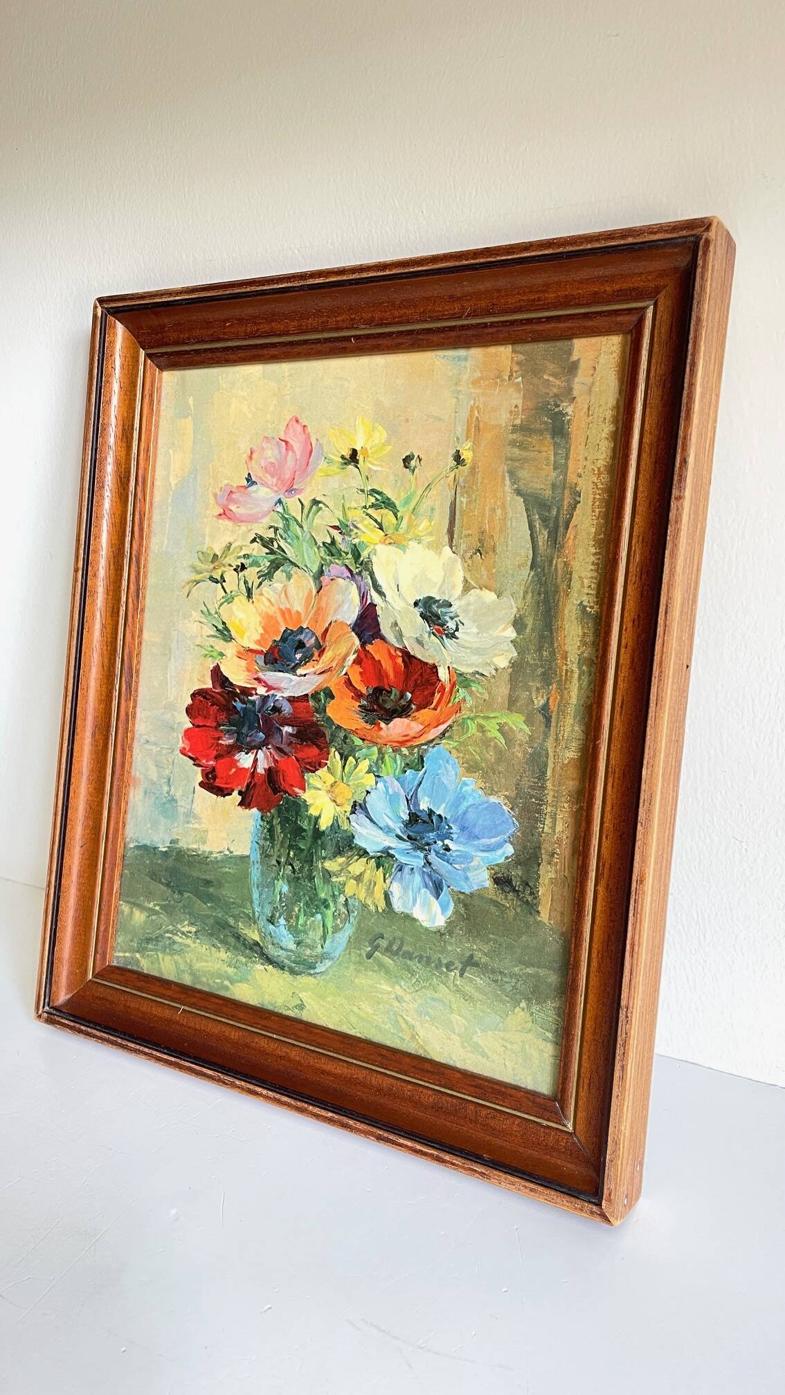 TABLEAU Vintage Bouquet aux ANEMONES