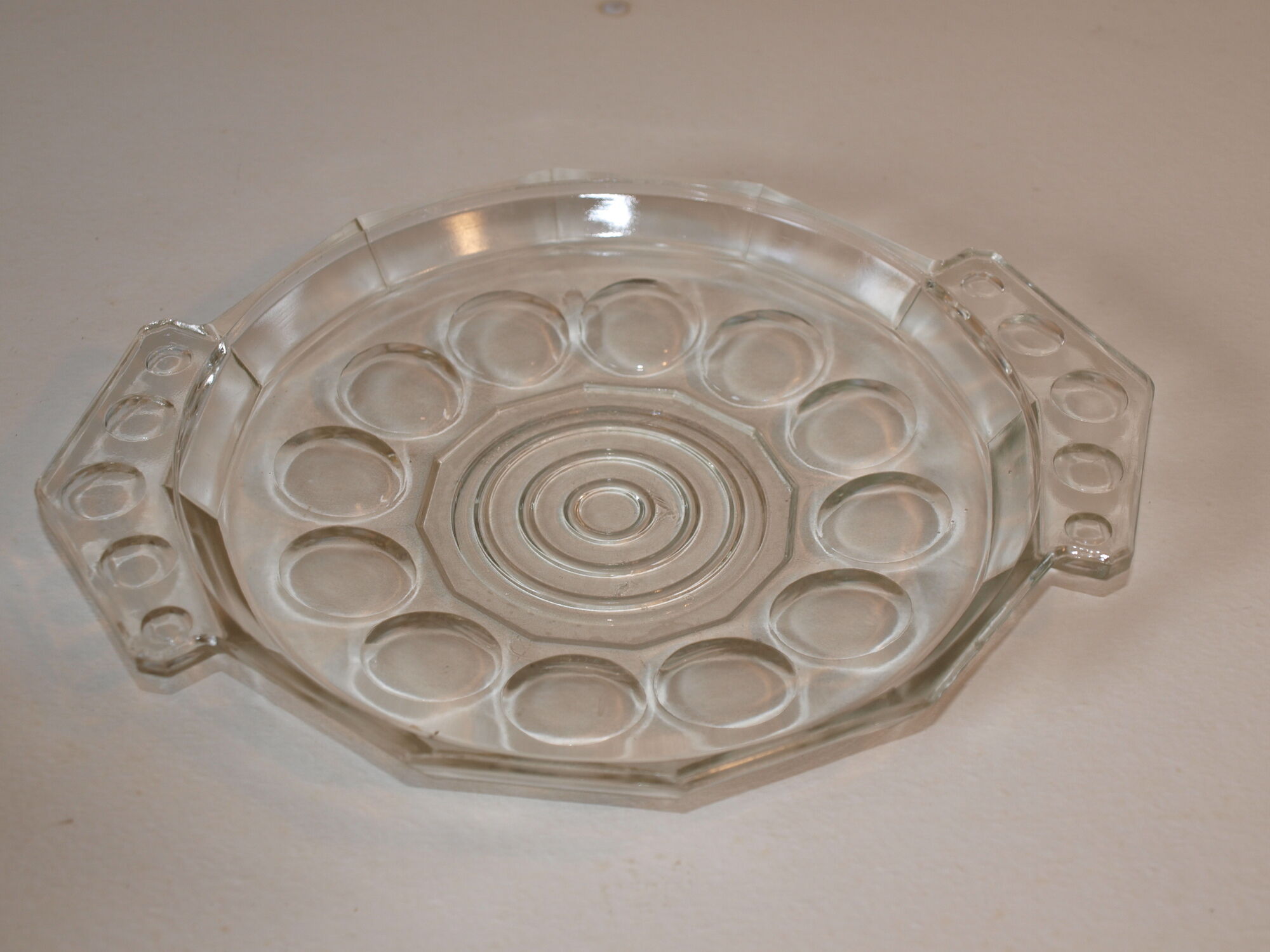 Cloche verre et plateau, art deco des années 30