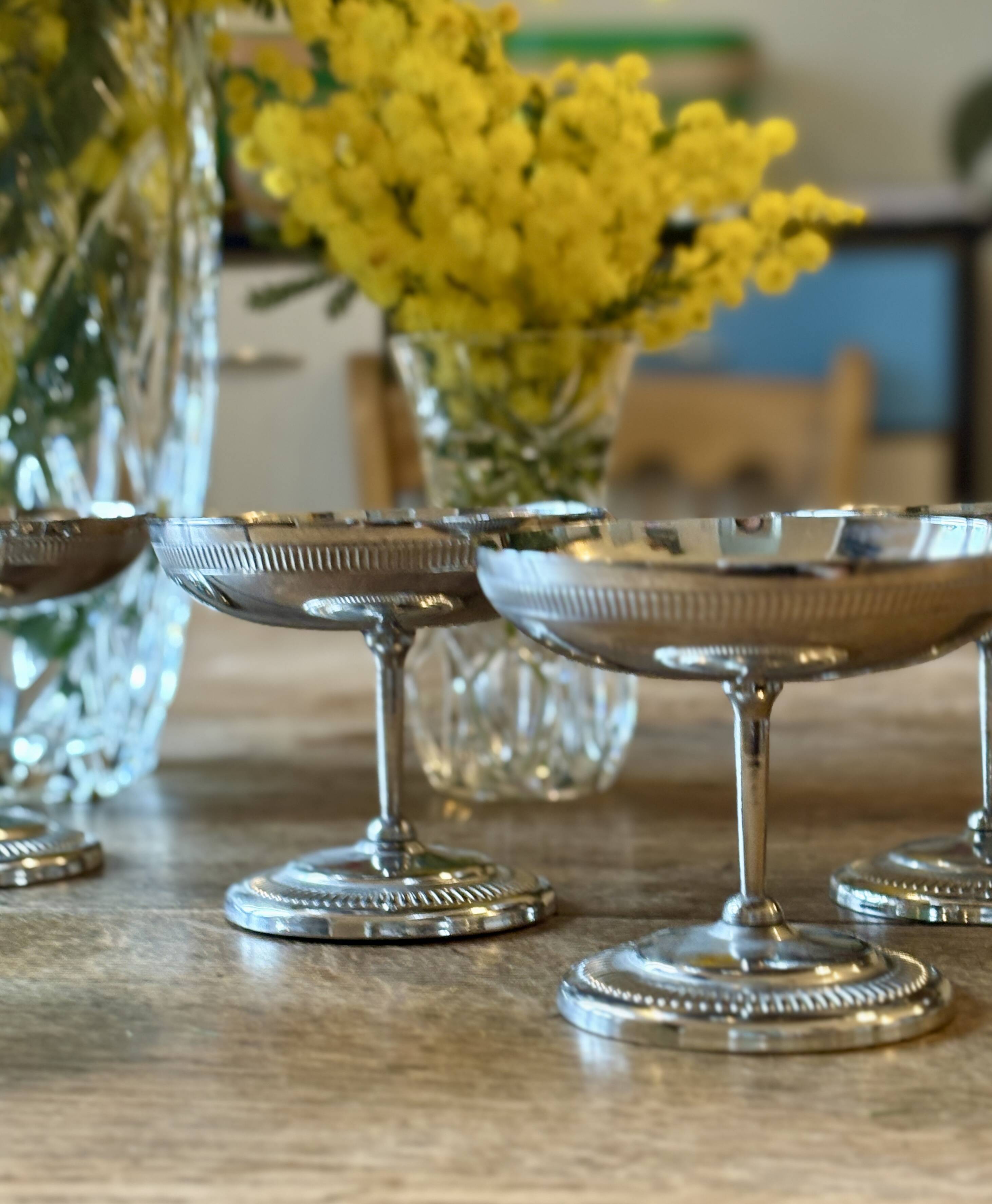 Lot de 6 coupes à dessert vintage en inox