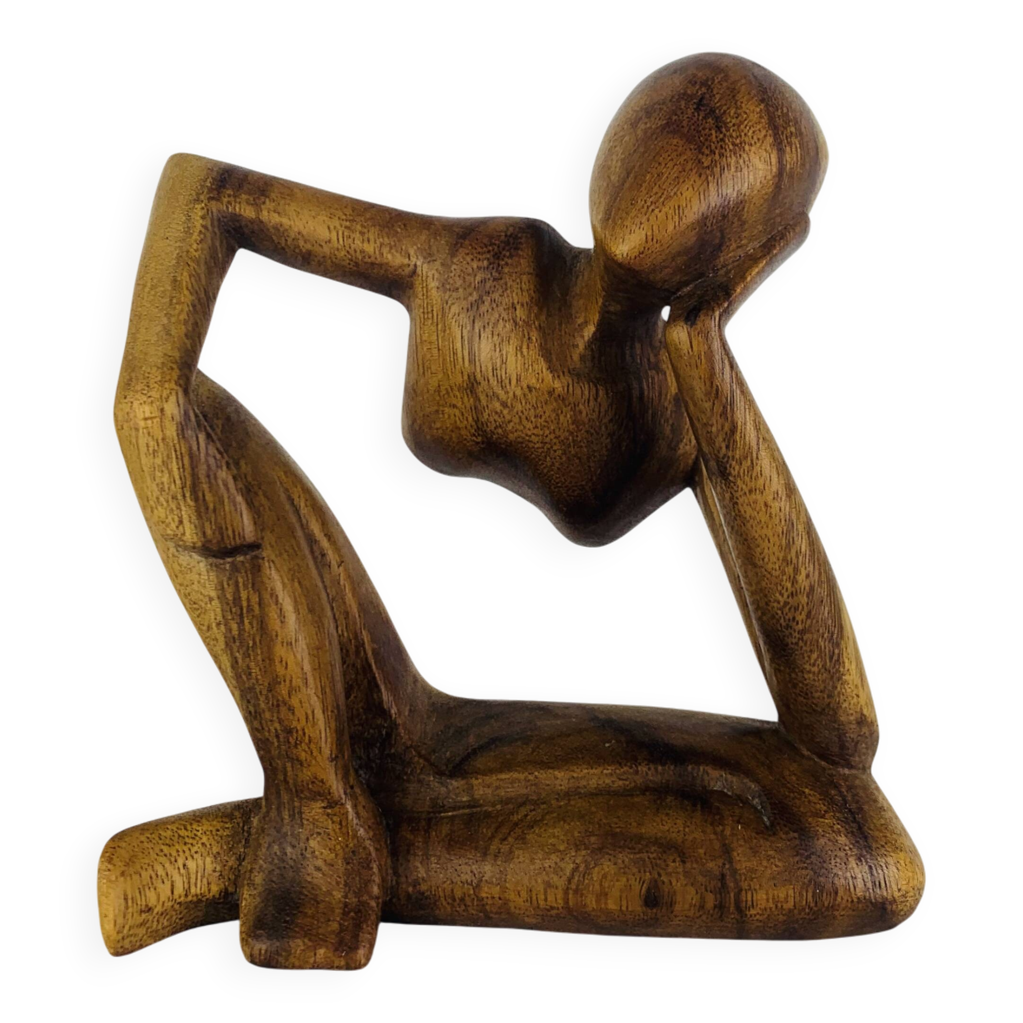 Sculpture thinker in teak, Scandinavian style