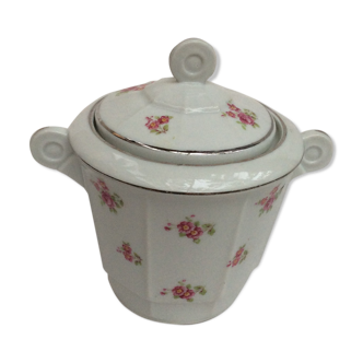 White earthenware ordy small vintage flowers size: height -14.5cm- width -14.5cm-