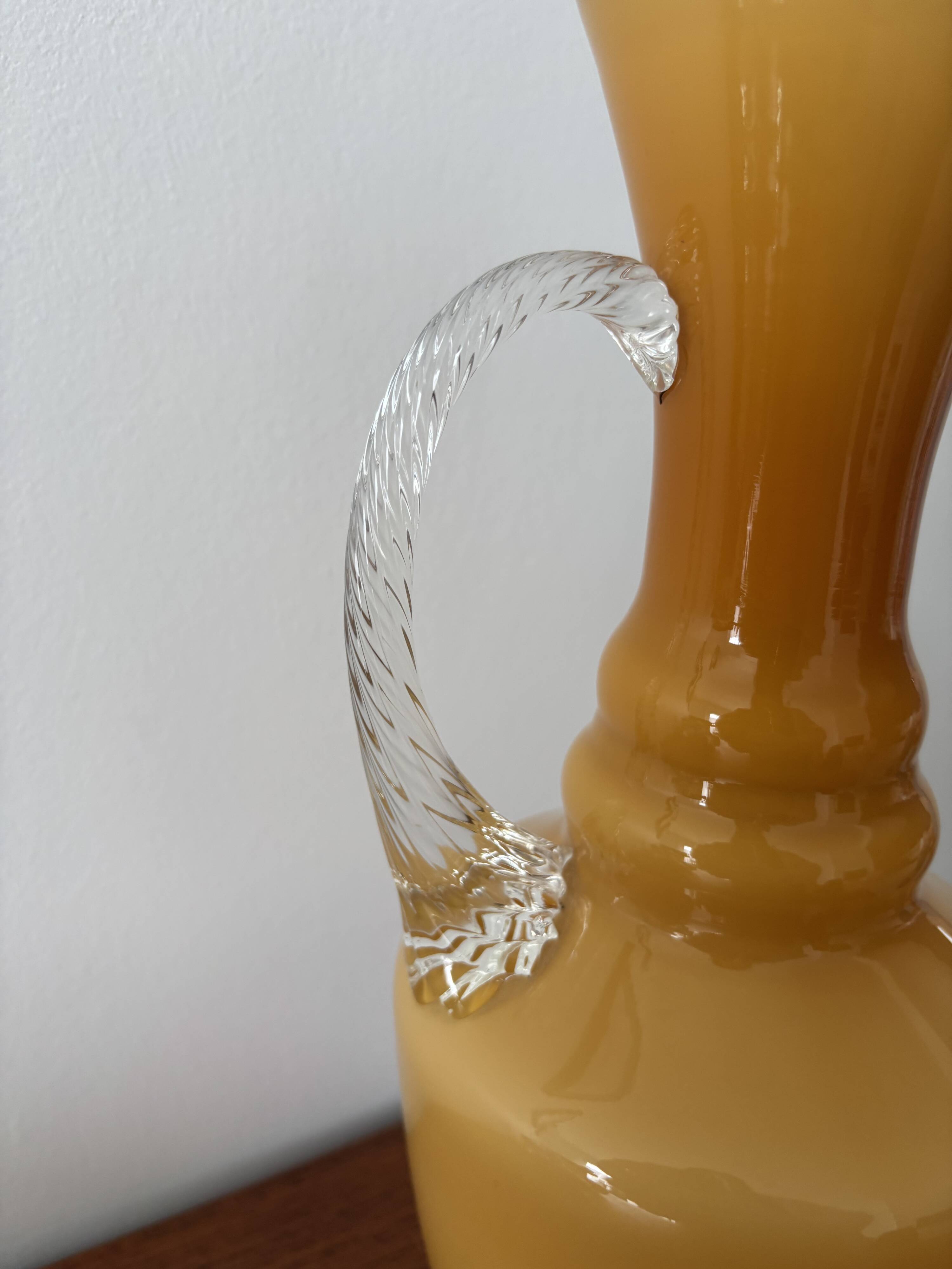 Vintage amber opaline vase retro mid-century glassware