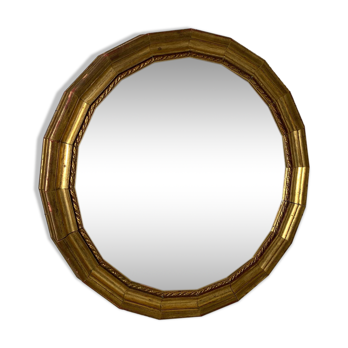 Miroir rond vintage en bois