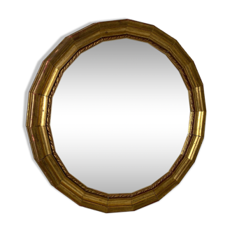 Vintage round wooden mirror