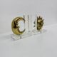 Vintage bookends sun and moon lucite and brass, 1970s