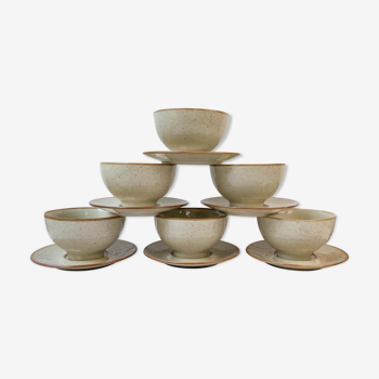 6 bowls and under cups in tulowice speckled sandstone