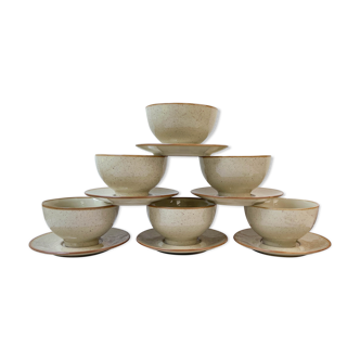 6 bowls and under cups in tulowice speckled sandstone