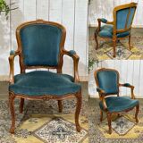 Louis XV style cabriolet armchair in beech wood
