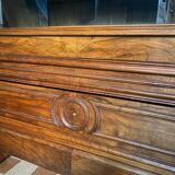 Walnut display cabinet with drawer