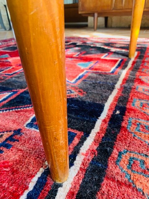 Expandable teak dining table, butterfly extension, circa 60s