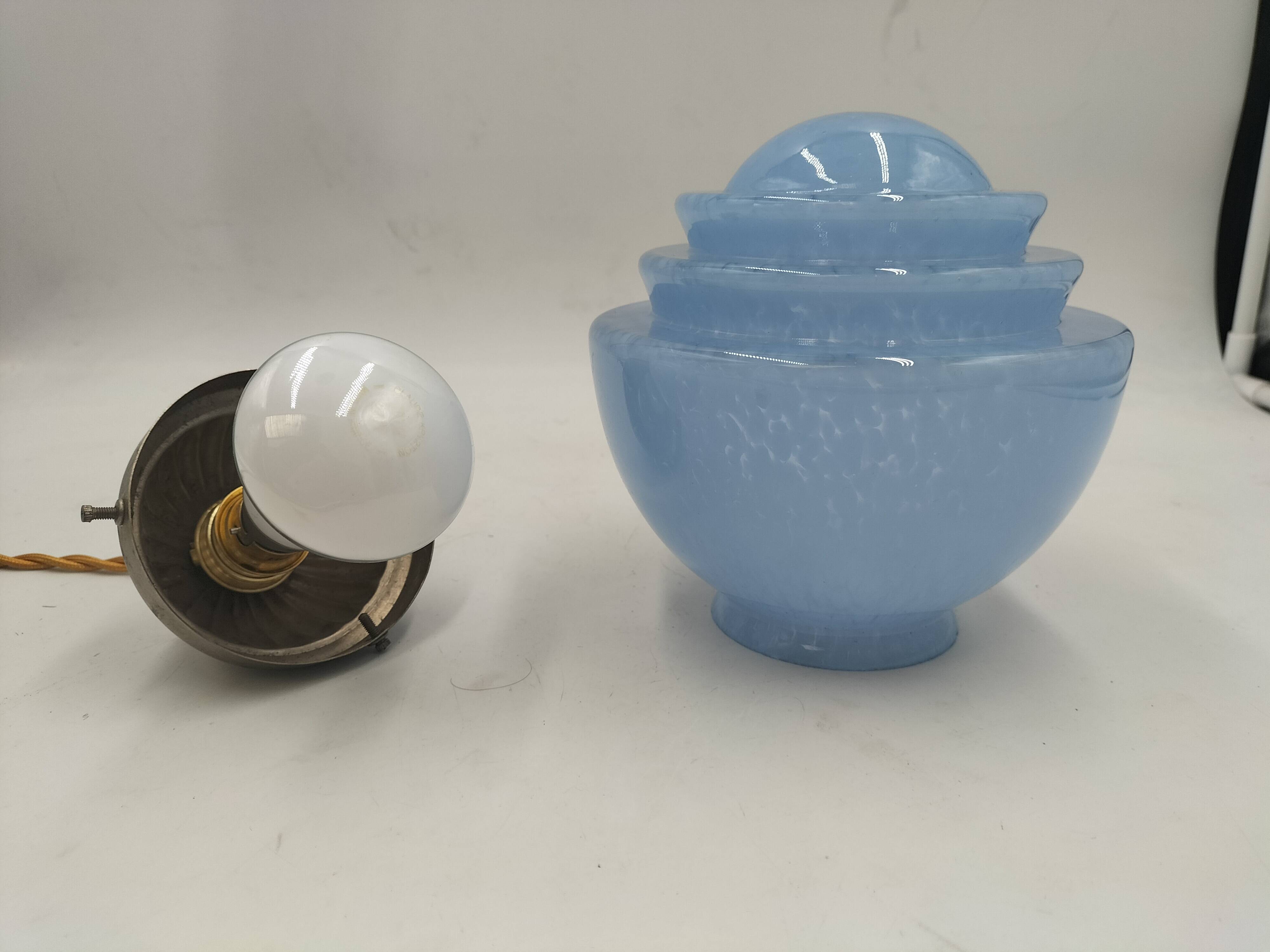 Speckled blue opaline pendant light