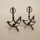 Pair of modernist wrought iron fire dogs