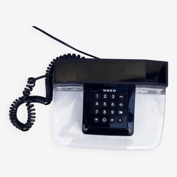 Téléphone fixe moderniste italien en plexiglas, Decko, années 1990.