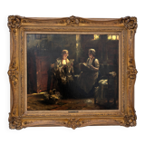 Edward Portielje "The letter", 19th Century Flemish oil Painting of Two Lad
