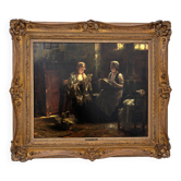 Edward Portielje "The letter", 19th Century Flemish oil Painting of Two Lad