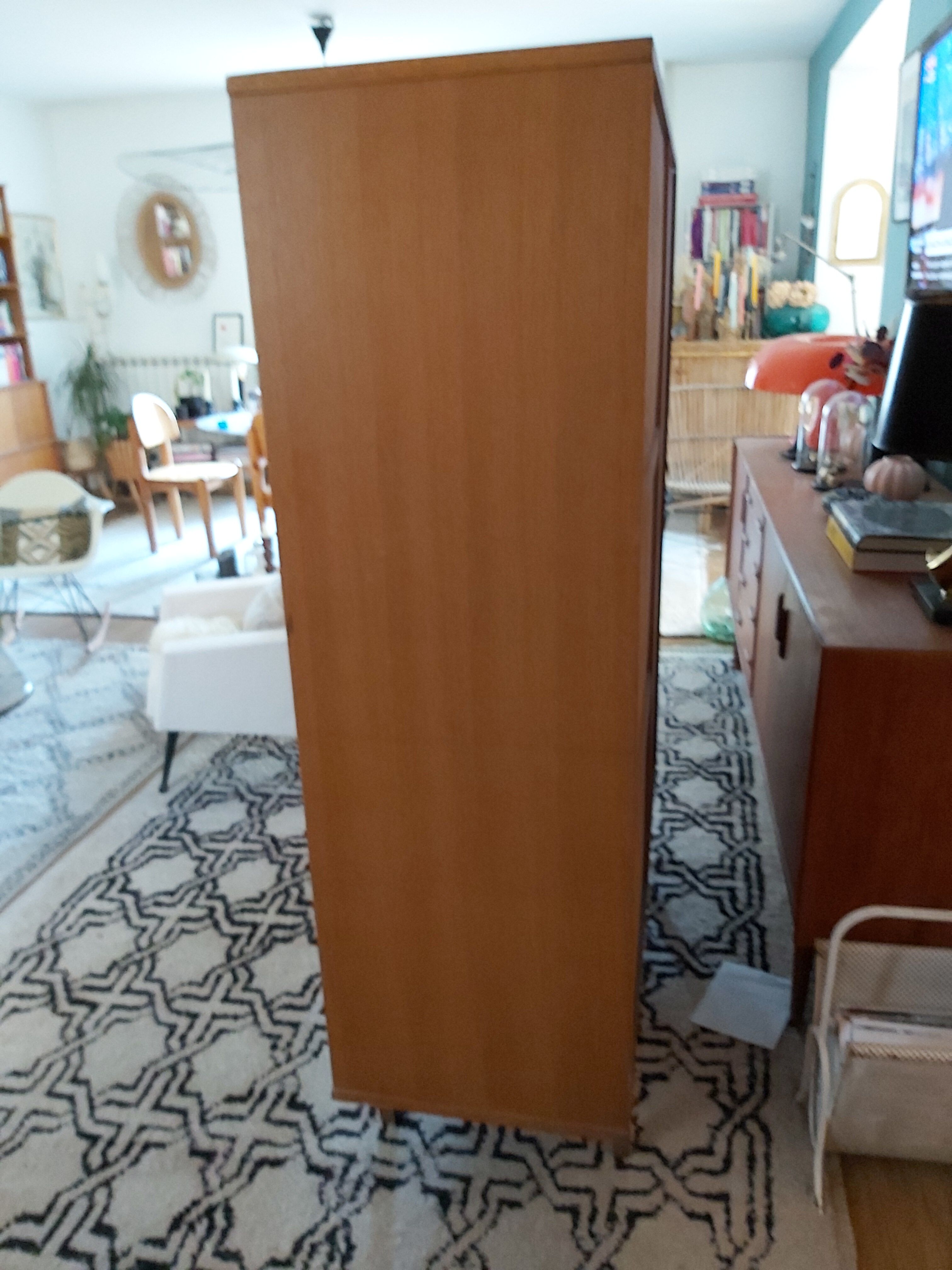 Vintage wooden and rattan cabinet