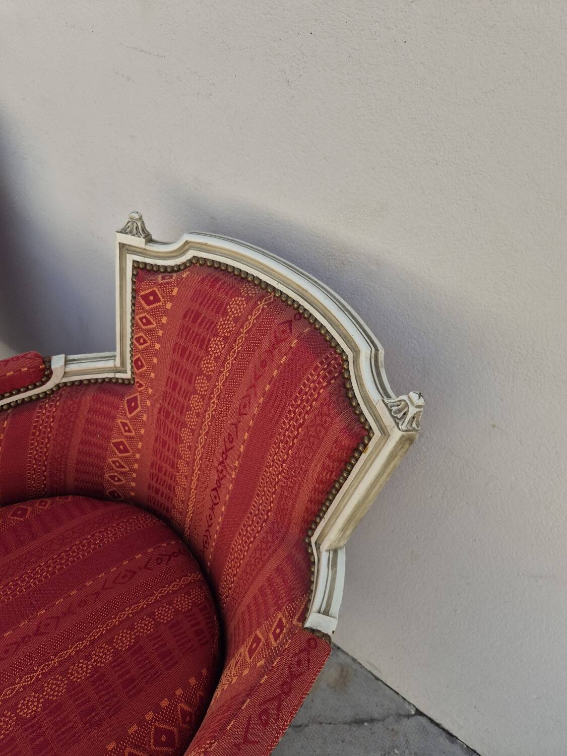 Pair of Louis XVI style bergère armchairs, antique.