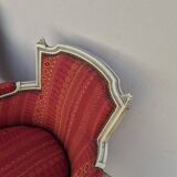 Pair of Louis XVI style bergère armchairs, antique.