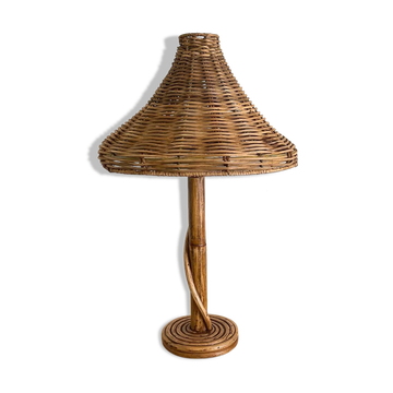 Lampe de table en osier de rotin de style vintage