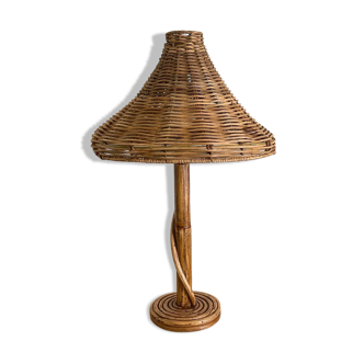 Lampe de table en osier de rotin de style vintage