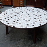 Mid-Century round coffee table with tiles 1960s