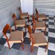Set of 6 Fristho chairs in teak and rope.