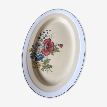 Old oval hollow dish Villeroy and Boch Mettlach floral decoration 1584