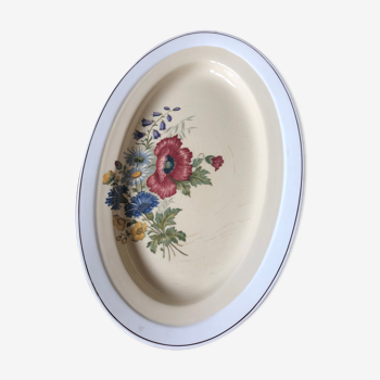 Plat creux ancien ovale villeroy et boch mettlach décor floral 1584