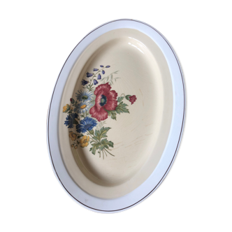 Old oval hollow dish Villeroy and Boch Mettlach floral decoration 1584