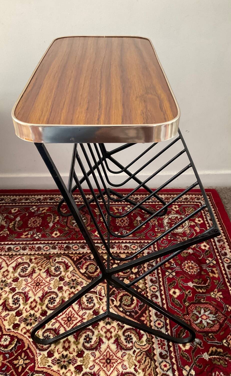 Vintage side table with magazine holder